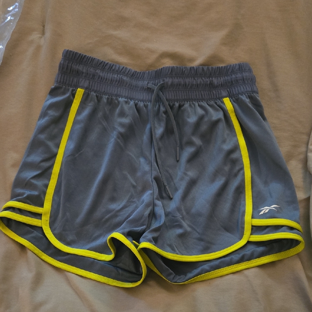 Reebok Women's Gray Shorts with Yellow Trim